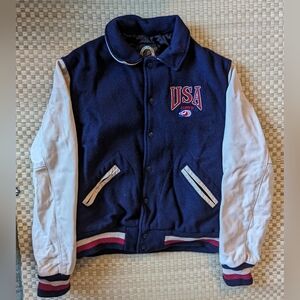 Vintage Dehen Wool Leather Varsity Bomber Jacket U.S. Open '95 Men's Size Medium